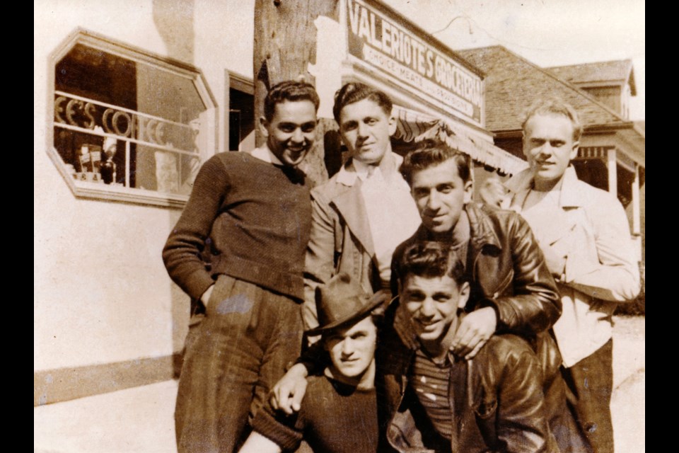 Young men from the Ward pose in front of Dee's Coffee Bar:  Joe Valeriote, from top left, Cuts Ferraro, Mike (Bones) Woronka, Ralph Sorbara. Supplied photo