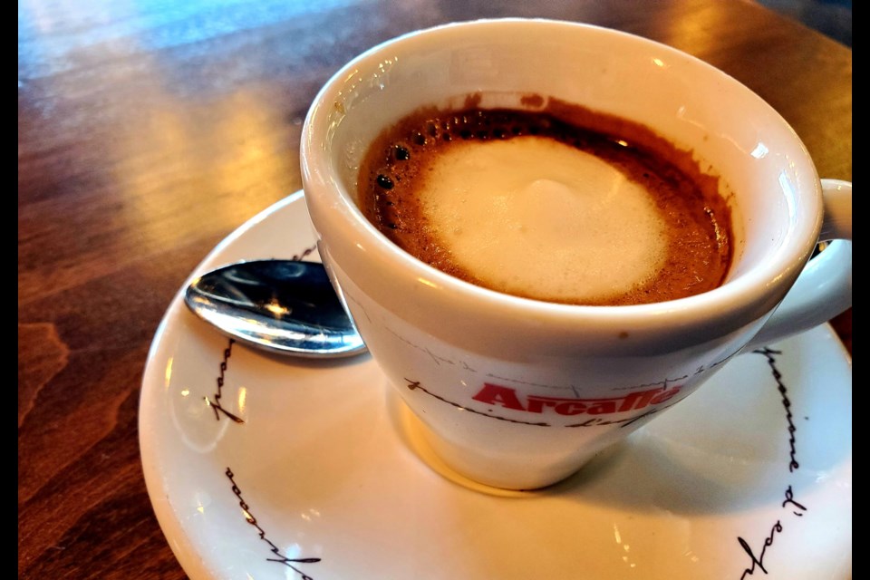 A macchiato espresso at Capistrano Bistro and Espresso Bar.
