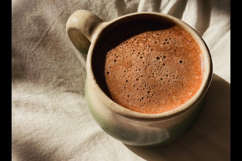A mug of Beck's Broth hot chocolate.