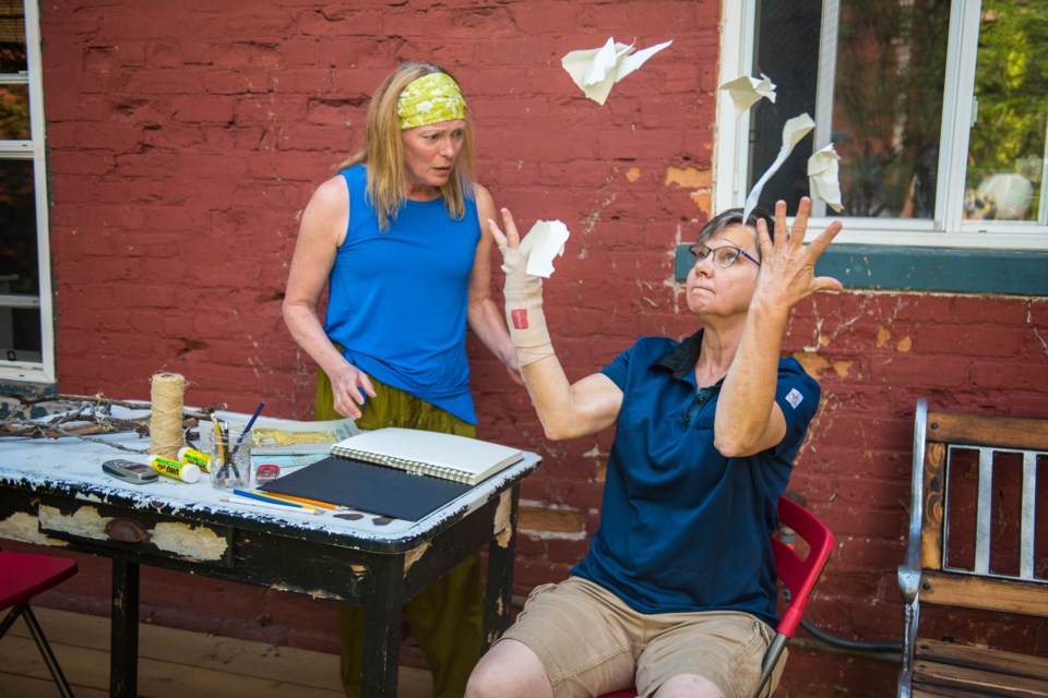 Actors take on the characters of Janet and Louise in a play of the same name at the Here for Now Theatre Festival in Stratford, On.