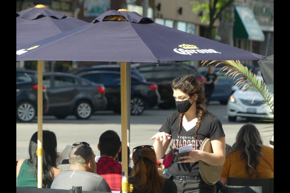 McCabe's patio was one of many busy on the weekend as patios were allowed to reopen. Maxine Betteridge-Moes for GuelphToday