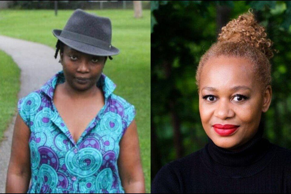 Dr. Marsha Hinds Myrie, left, and Nneka MacGregor  are activists-in-residence at the University of Guelph. 