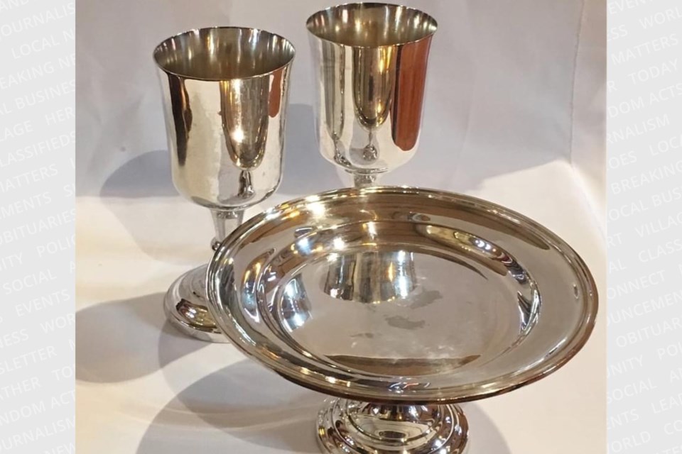 Legend says Florence Nightingale gave Rev. John Smithurst this silver communion set as a sign of her love for him. It's now in the possession of St. John the Evangelist Anglican Church.