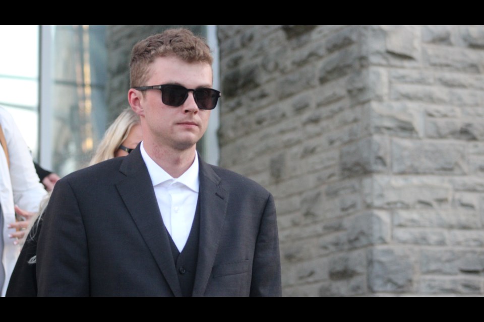 Aidan Kee leaves Guelph Superior Court after he was found guilty of manslaughter in the death of Nick Tanti.