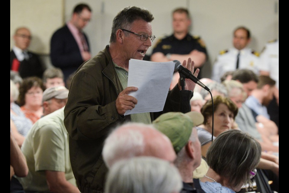 Guelph/Eramosa Township resident Ed Kennedy speaks at the public meeting Wednesday, May 9, 2018, on the proposed Xinyi glass plant. Tony Saxon/GuelphToday