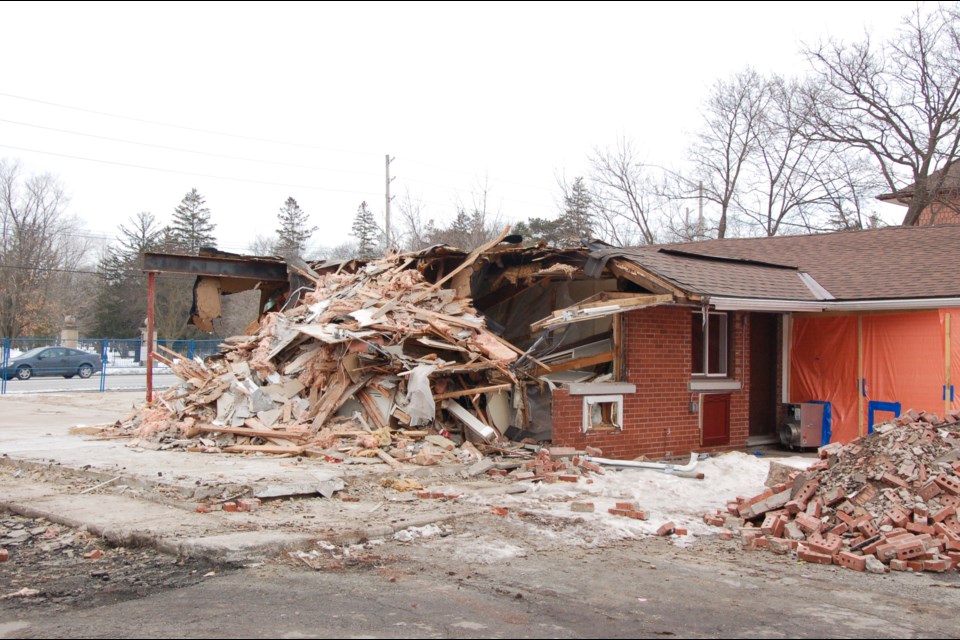 The office area of the former Parkview Motel has been torn down as part of the ongoing renovations into Grace Gardens permanent supportive housing.