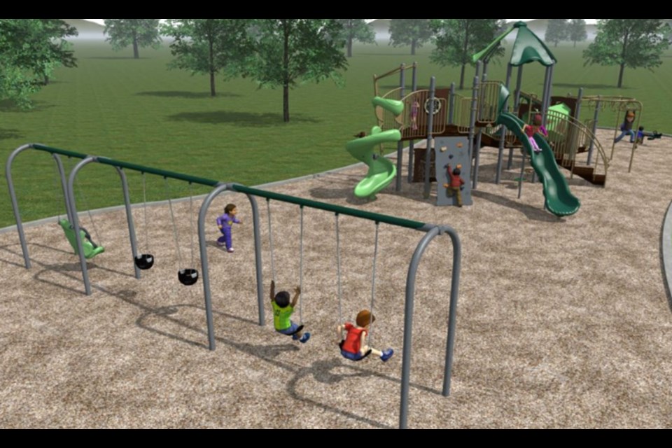 A rendering of the final design of a playground at Herb Markle Park, as selected by residents, which is scheduled to go up next year.