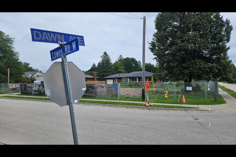 A section of Dawn Avenue is set to be closed in order to upgrade underground infrastructure needed for a new home at 70 Lowes Rd. W.
