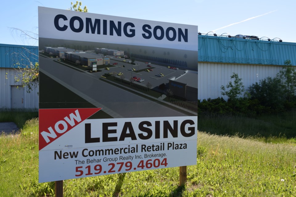 As the sign indicates, a commercial development is coming soon to 265 Edinburgh Road N. It would be the first plaza of its kind on that stretch of the thoroughfare. Rob O'Flanagan/GuelphToday