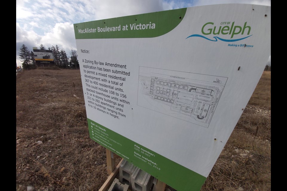 Fusion Homes and Gamma Developers Ltd. are seeking permission to build a mix of stacked townhouses and apartment buildings at 855 and 927 Victoria Rd. S.