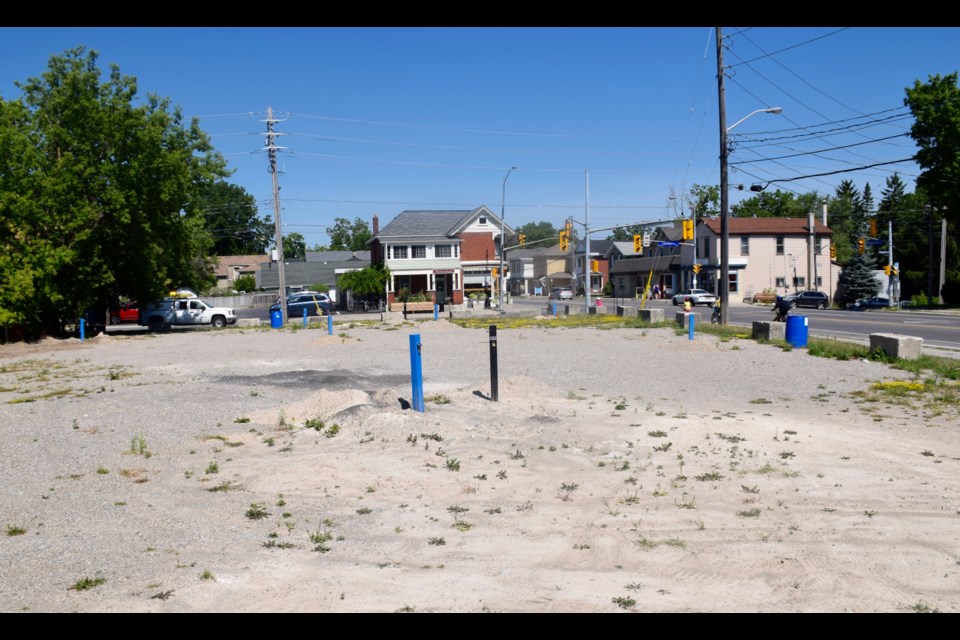 This contaminated site at Woolwich Street and London Road, a former gas station, has sat vacant for over 20 years. (Rob O'Flanagan/GuelphToday)