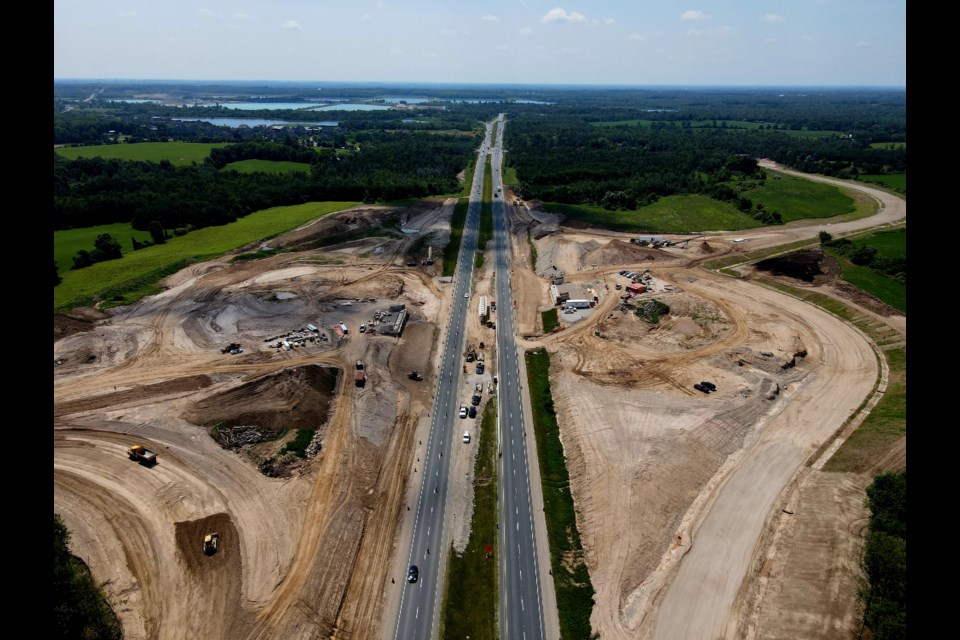 Construction on the new Hanlon Expressway interchange.