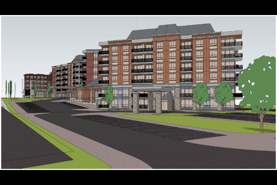 A rendering of a proposed mixed-use retirement community at 33 to 37 Arkell Rd. and 1408 Gordon St. at Hamilton Corners in Guelph's south end. 