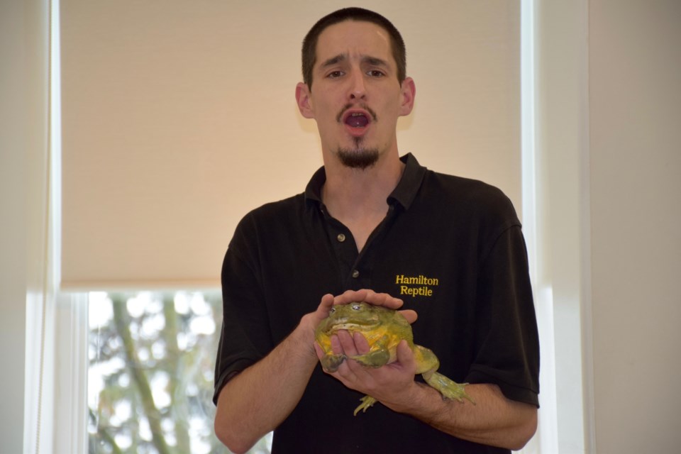 School-aged children were wowed by the unusual reptiles, and the one fat amphibian, they saw at the Guelph Civic Museum on Wednesday. Thomas Carey brought his Travelling Reptile Show to town.
