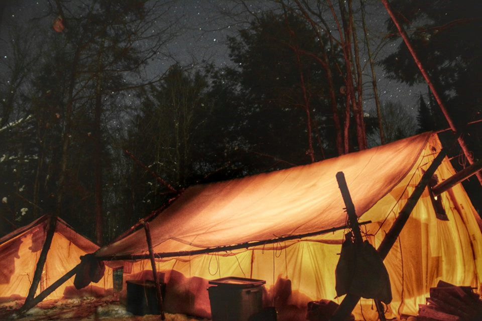 The glow of our winter tents under the Algonquin stars. Photo provided. 