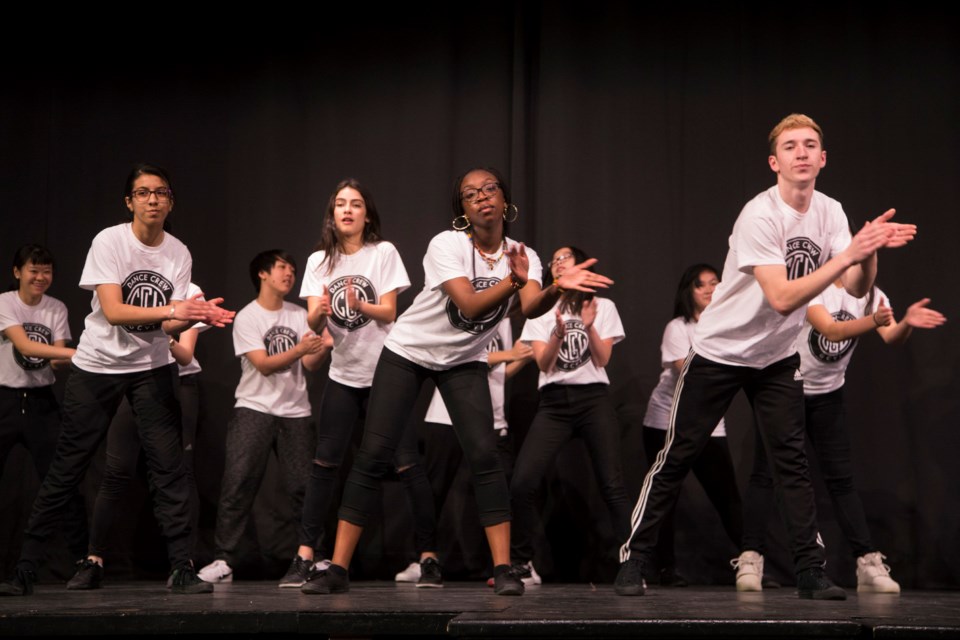 GCVI Dance Crew performs a dance routine to a medley of songs during an assembly at GCVI marking Black History Month on Feb. 27, 2018. Kenneth Armstrong/GuelphToday 