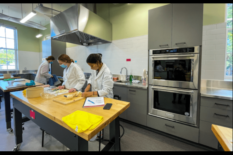 Students working in the new Anita Stewart Memorial Food Laboratory at U of G. Supplied photo