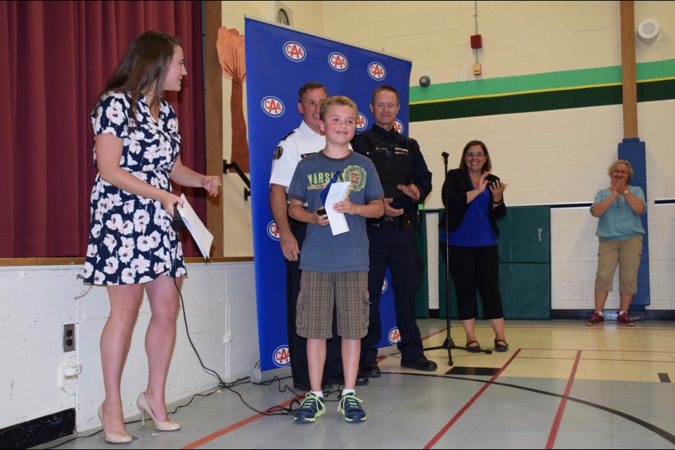 Derek Winget receives the CAA School Safety Patroller of the Year Award. 