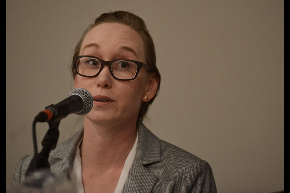 Candidate Aggie Mlynarz speaks during a mayoral candidates debate at the Italian Canadian Club Wednesday, Sept. 26, 2018. Tony Saxon/GuelphToday