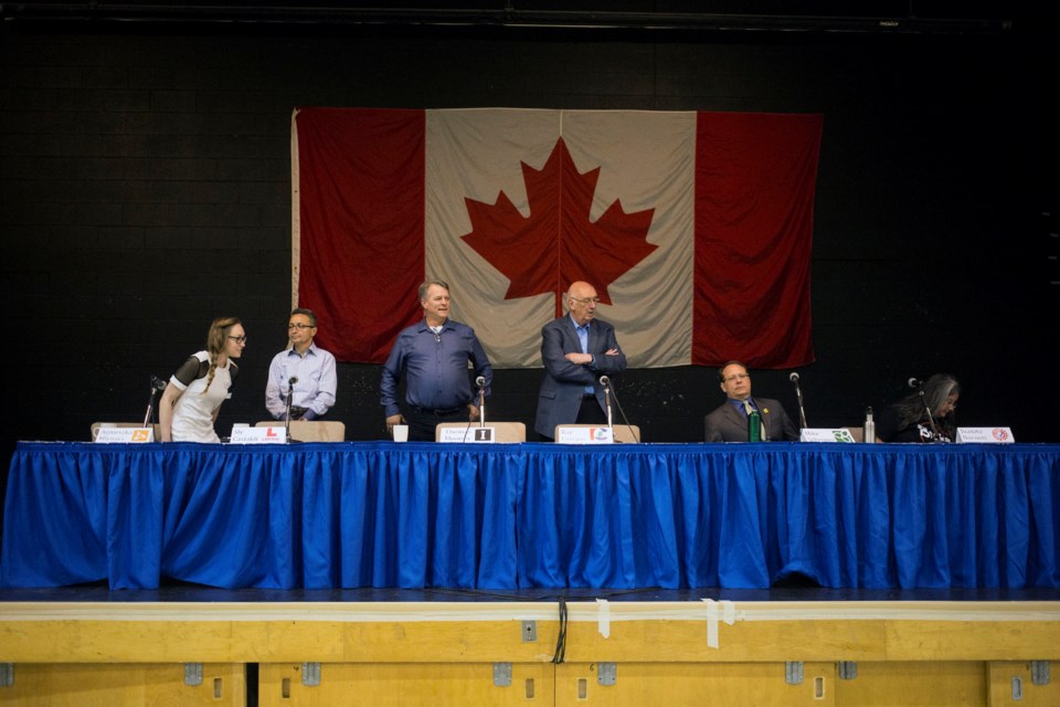 Six local candidates participated in a Candidates Debate Wednesday at Our Lady of Lourdes Catholic High School. Kenneth Armstrong/GuelphToday