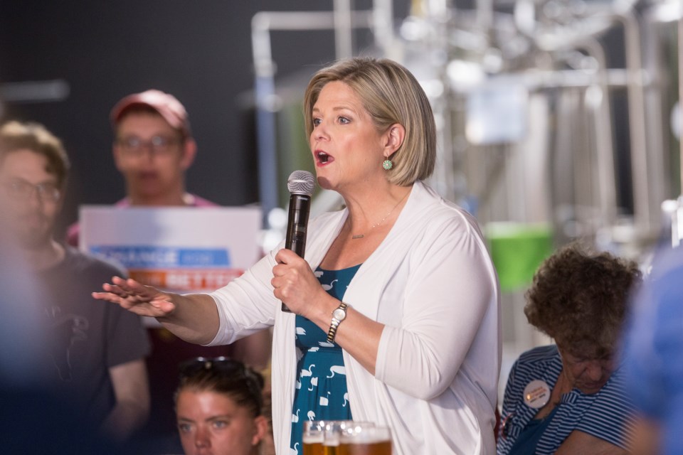 NDP leader Andrea Horwath speaks to supporters Monday at Brothers Brewing Co. in Guelph. Kenneth Armstrong/GuelphToday