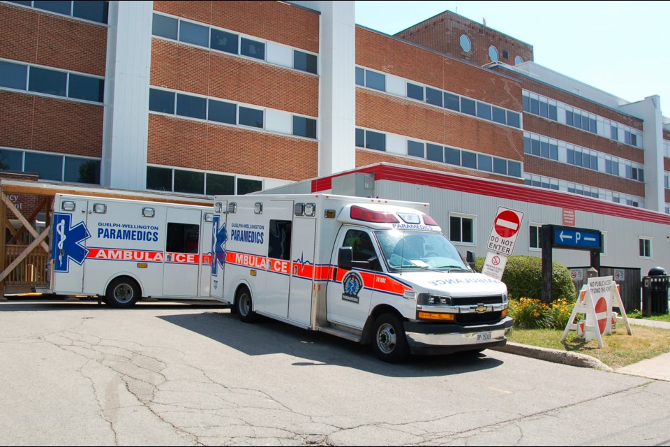 At one point on Monday, there were at least 10 ambulances waiting at Guelph General Hospital.