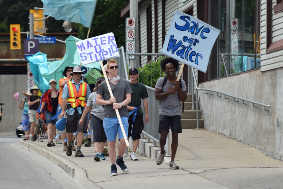Walk for Water! heads down Gordon Street, bound for the Nestlé Waters Canada bottling plant in Aberfoyle, 12.5 kilometres south of Guelph. 