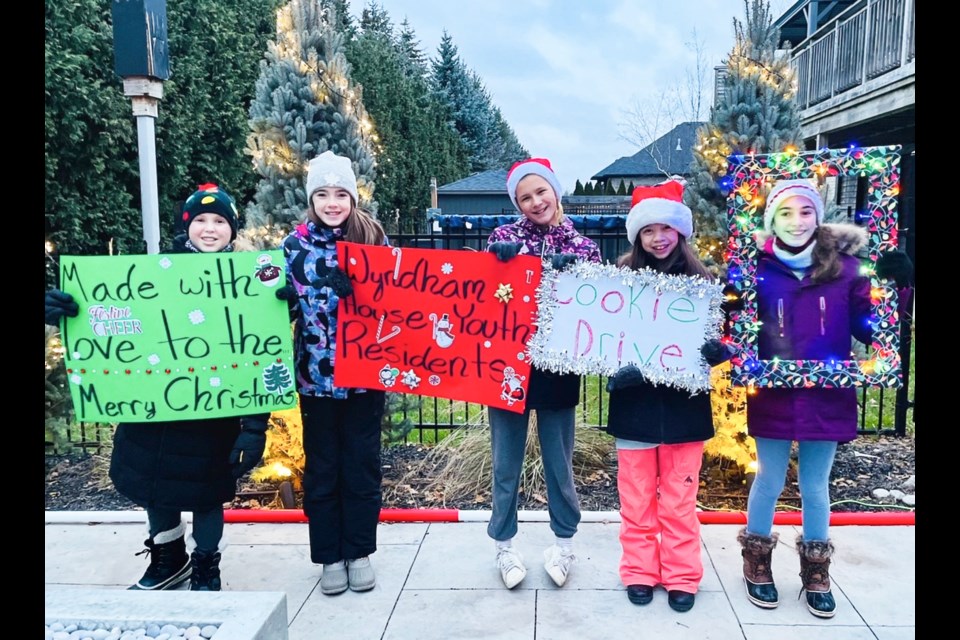 The five girls who organized the cookie drive from left to right: Julia Rocha, Olivia Haines, Avery Garrard, Gabrielle Lalonde, and Sarah Gazzola.