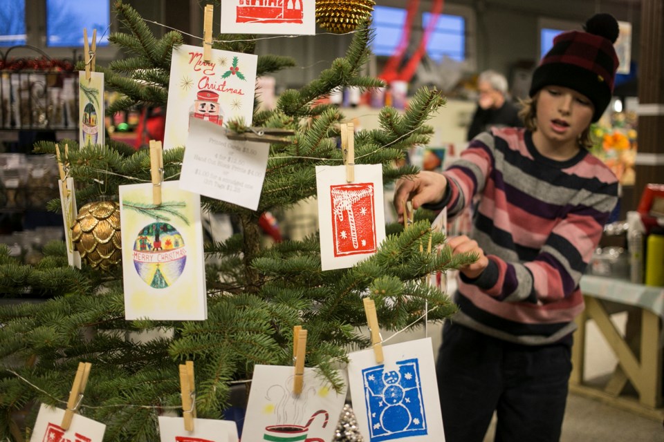 Hand-made cards for sale during the Merry Maker Market, held Wednesday at the Guelph Farmers' Market. Kenneth Armstrong/GuelphToday