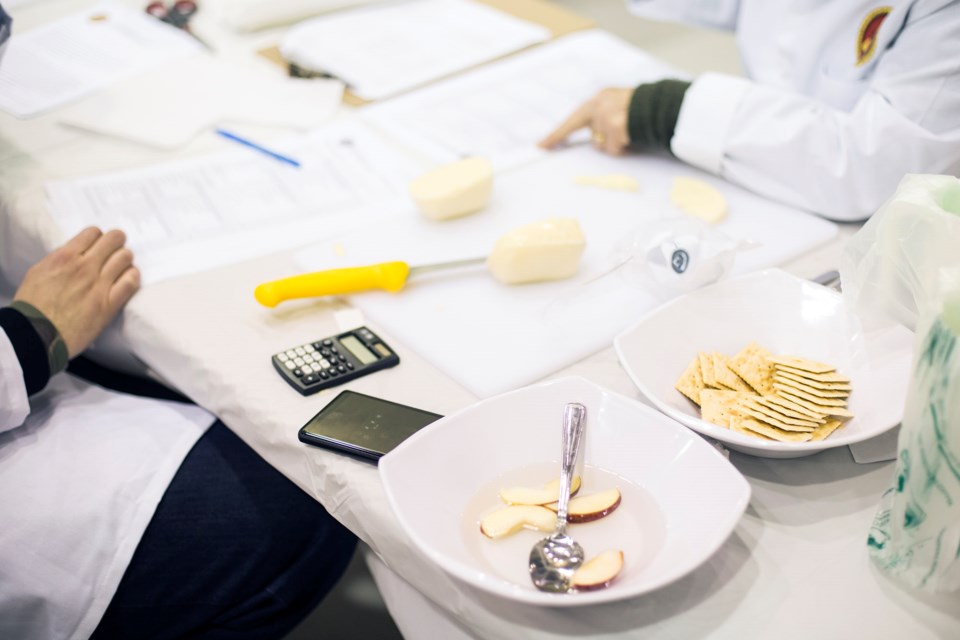 Palate cleansers on the judges' table at the Canada Cheese Awards on Thursday.  Kenneth Armstrong/GuelphToday