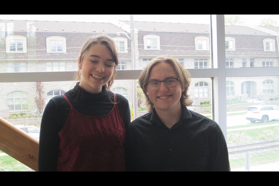  Caroline Bendall (left) and Julian Murphy (right). Students in the MADE UrbanArts program.Photo credit GAC staff                               