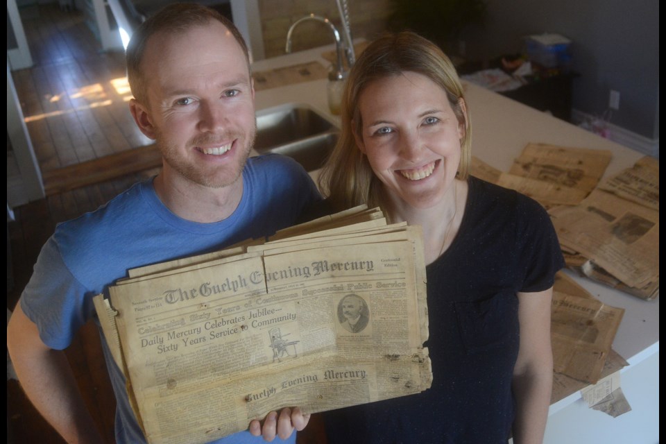 Mike Forbes and Sarah Hawthorn found a treasure trove of historic newspapers, some dating back 100 years, when they started renovating their home. Tony Saxon/GuelphToday