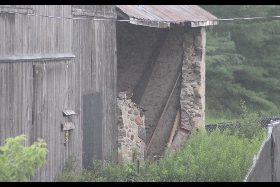 The north side of a stone-made barn has collapsed. File photo