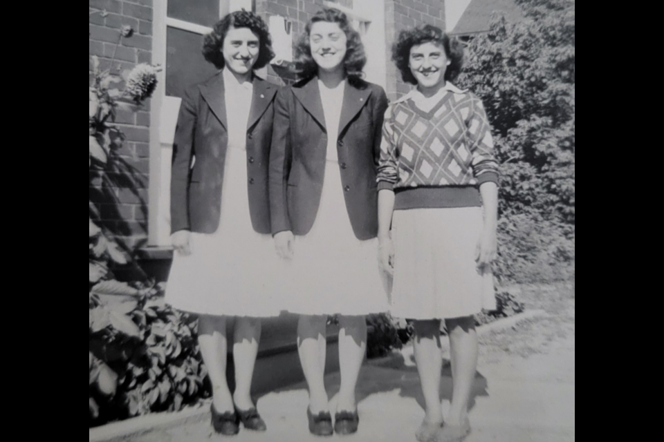Sisters Kay, Rita and Mary Bragagnolo outside their Hood Street home. 