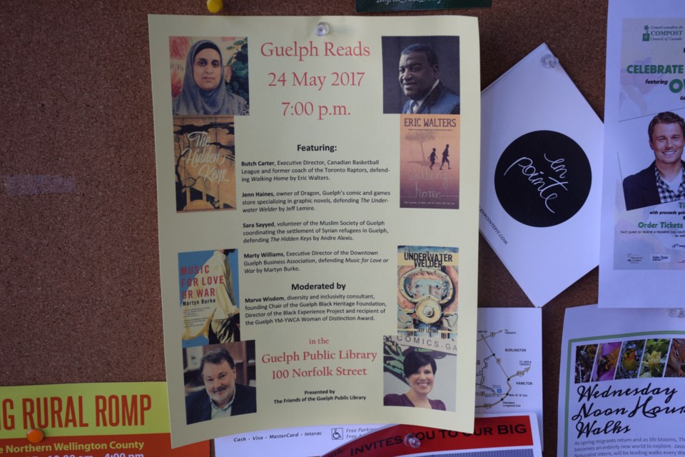The Guelph Reads poster is out. Four panelists, four books. Rob O'Flanagan/GuelphToday