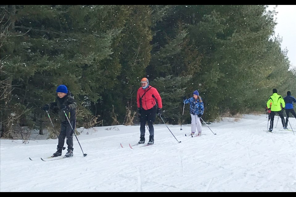 Residents using one of the ski trails looked after by volunteers at Eden Mills Nordic.