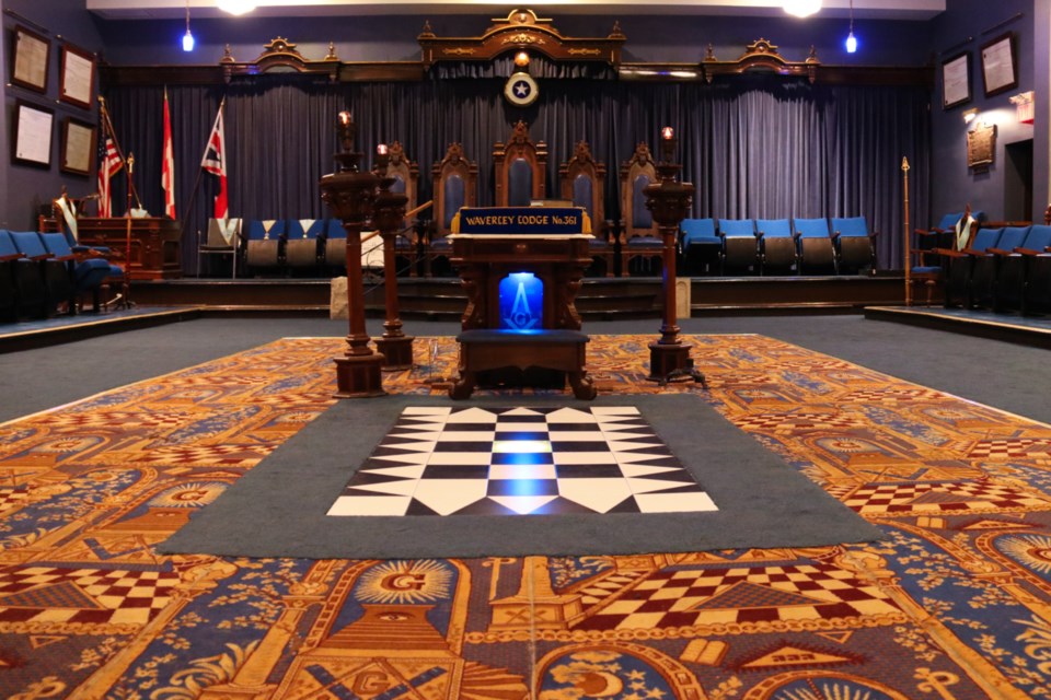 The blue room in the Masonic Temple in on Chapel Lane, often used for general meetings. 