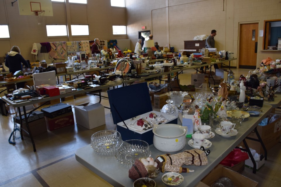 The space is filling up for the Chalmers Community service garage sale at Harcourt United Church. Sale happens Saturday morning. Rob O'Flanagan/GuelphToday