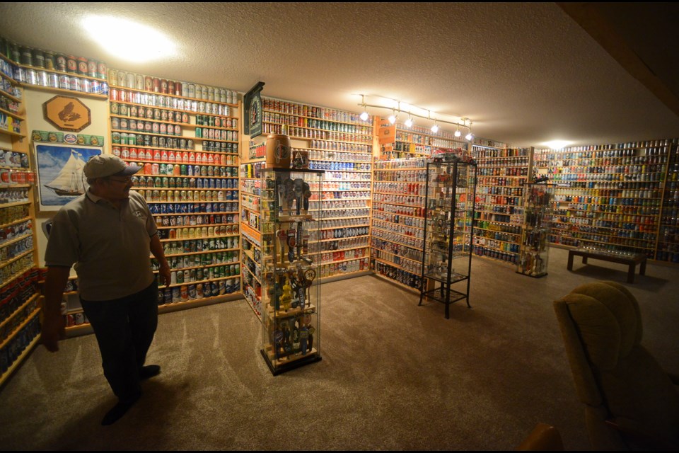 Ralph Nunnaro's Rockwood basement containing 9,500 beer cans. Tony Saxon/GuelphToday