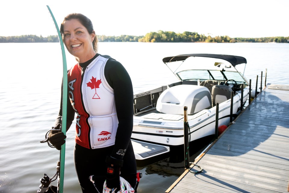 Wendy Durigon seen prior to practicing slalom waterskiing on Puslinch Lake. Durigon will compete later this month in Peru at the IWWF Pan American Senior Water Ski Championships. Kenneth Armstrong/GuelphToday