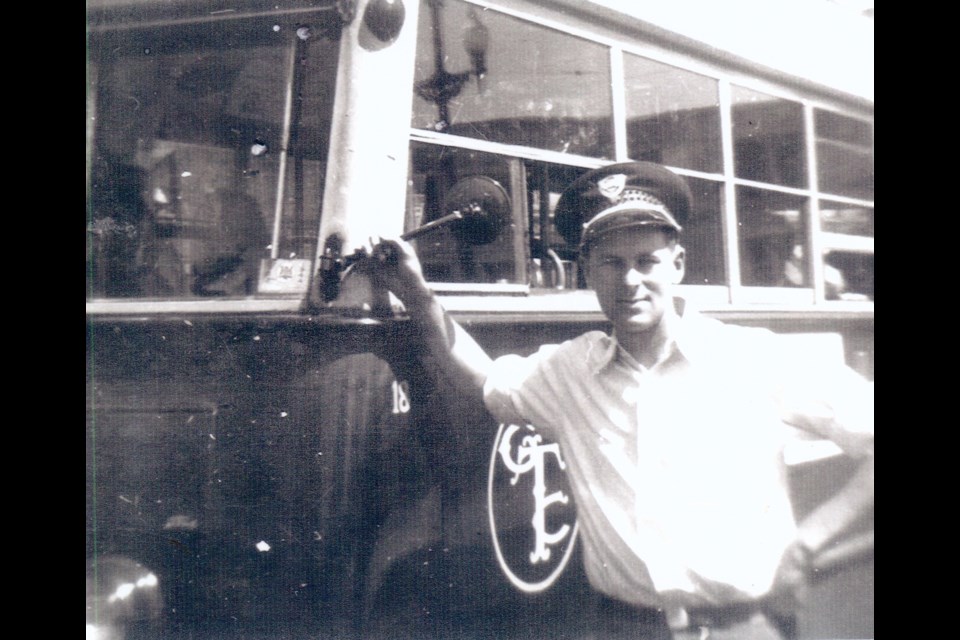 A young Gord Chadder as a bus driver for the City of Guelph.