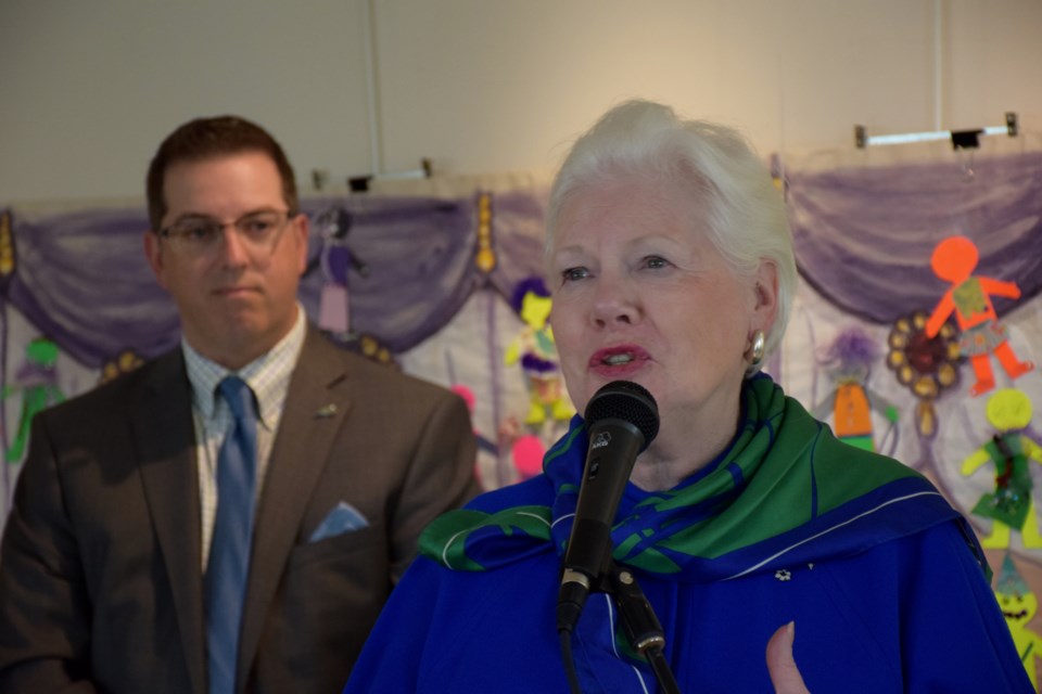 Lieutenant Governor of Ontario, Elizabeth Dowdeswell, with Guelph Mayor Cam Guthrie at a Guelph Civic Museum reception Wednesday. (Rob O'Flanagan/GuelphToday)