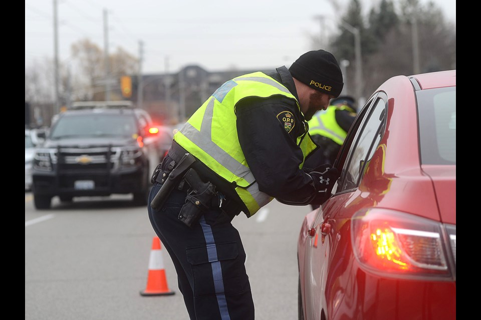 Wellington County OPP, Guelph Police and MADD Wellington County launched the annual Festive RIDE Program Wednesday, Nov. 23, 2016, on Gordon Street. Tony Saxon/GuelphToday