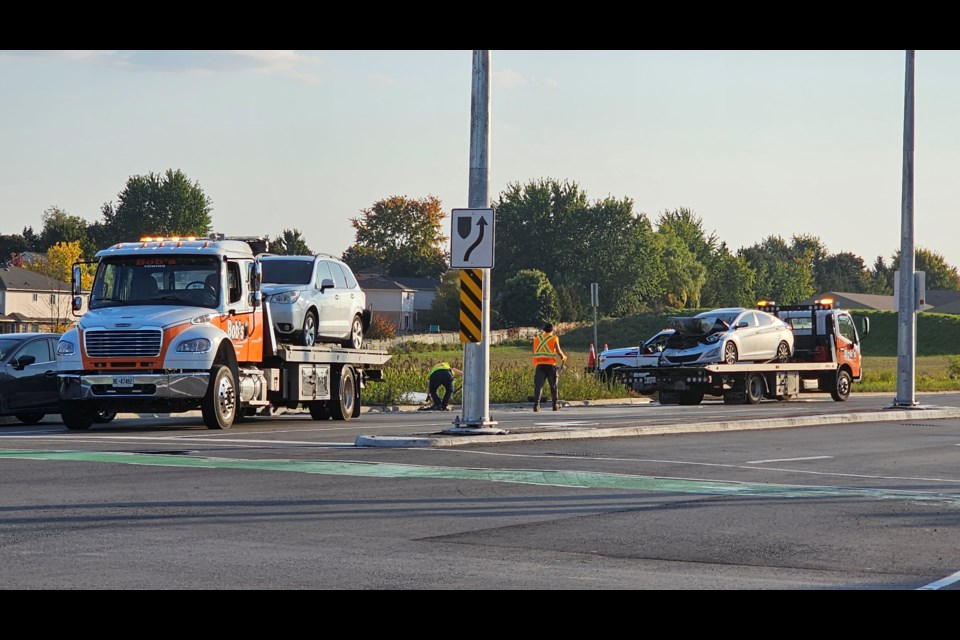 Cars are removed from a late afternoon crash at the Speedvale Avenue/Imperial Road intersection.