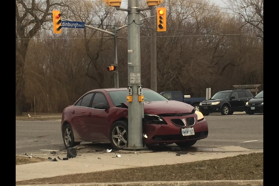 The scene of a collision this evening at Edinburgh Road South and Wellington Street West. 