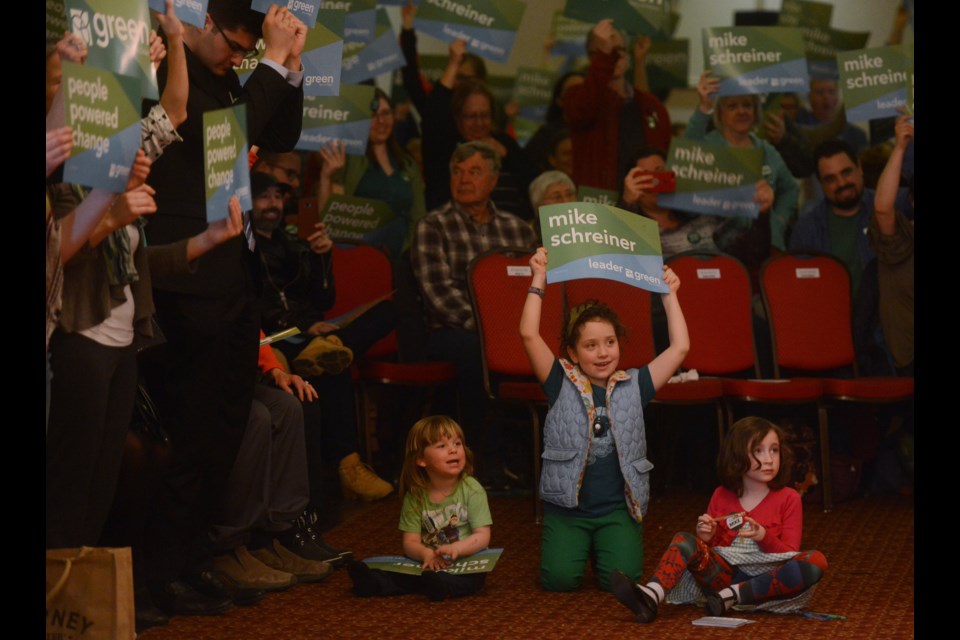 Young and old attended a Green Party rally at the Hanlon Convention Centre Saturday, April 21, 2018. Tony Saxon/GuelphToday