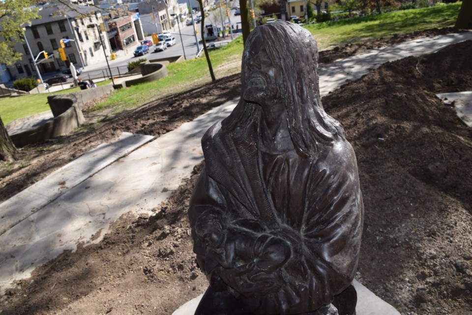 A kneeling Jesus figure holding an infant, but Timothy Schmalz. Rob O'Flanagan/GuelphToday