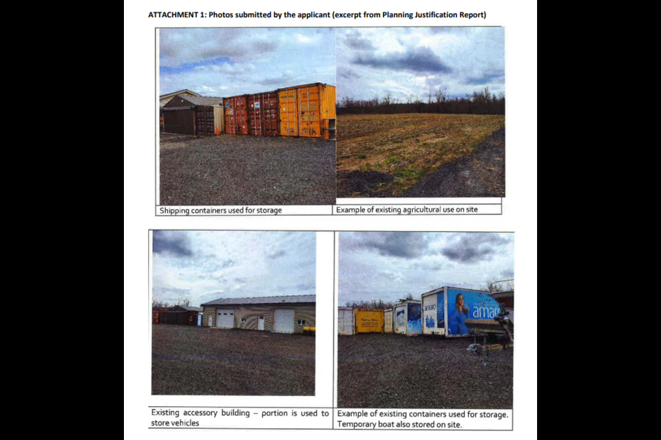 Photos of the shipping containers and the existing accessory building 