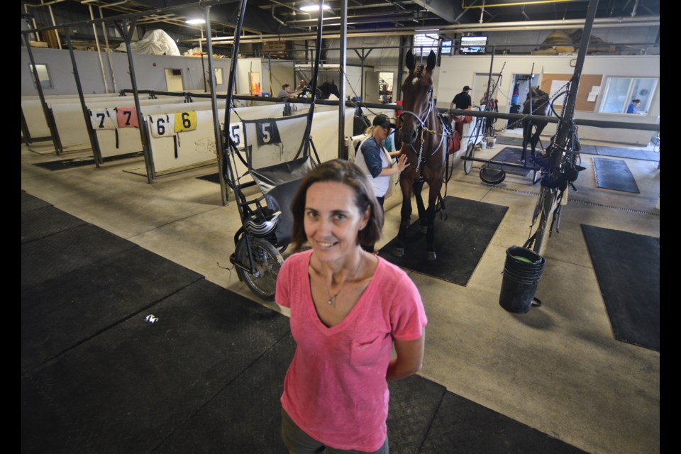 Natasha Day poses in the barn at Grand River Raceway. Tony Saxon/GuelphToday