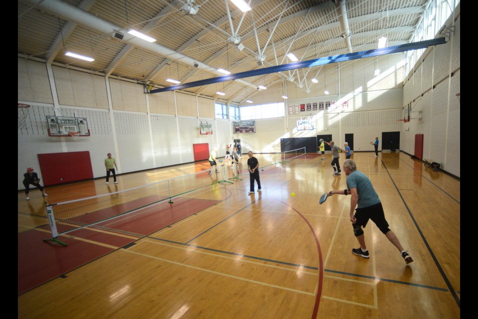 Members of the Guelph Wellington Seniors Association play pickleball at the West End Community Centre. Tony Saxon/GuelphToday
